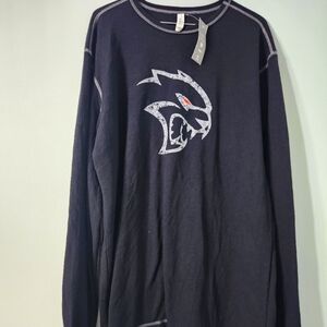Dodge Hellcat Long Sleeve Shirt Waffle Logo Mopar Black NWT